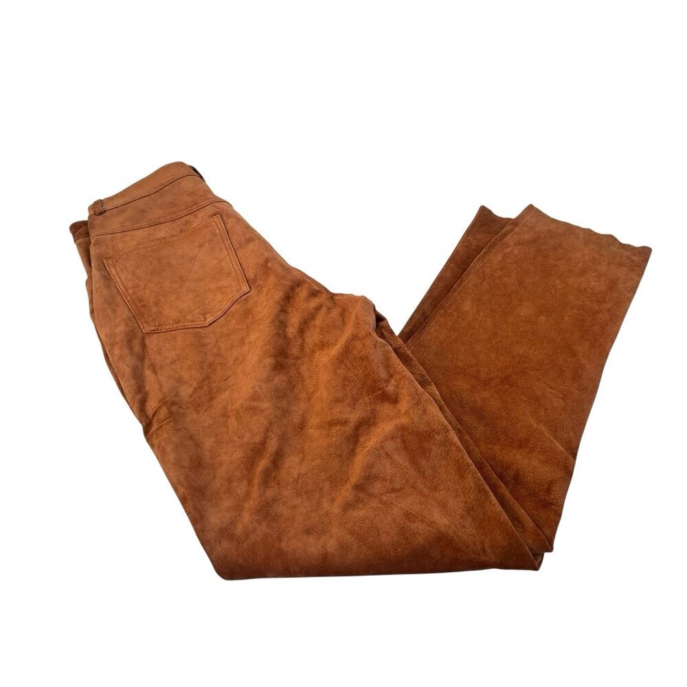 vtg 90's Lew Magram Orange Brown High Rise Suede Pants‎ Size 10 Western Boho - Picture 3 of 6